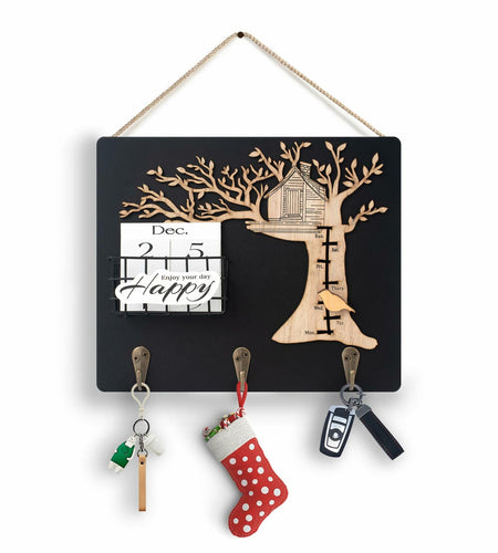 Wooden Reusable Perpetual Calendar with Hooks Home Decor Holiday Gift