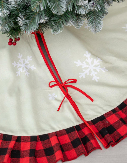 Load image into Gallery viewer, Burlap Christmas Tree Skirt 36" Red Black Buffalo Plaid Truck Farmhouse
