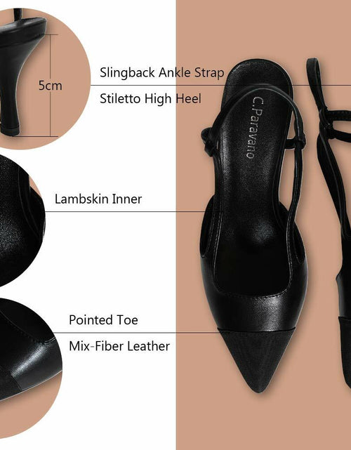Load image into Gallery viewer, C.Paravano Women's Pointed Toe Slingback Pumps Black Size 9.5
