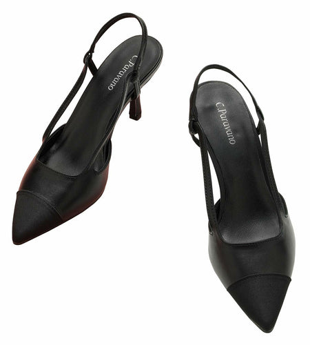 C.Paravano Women's Pointed Toe Slingback Pumps Black Size 9.5