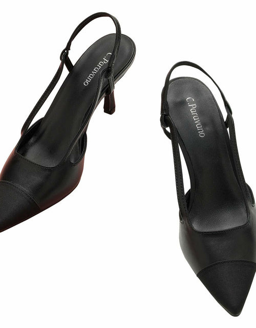 Load image into Gallery viewer, C.Paravano Women's Pointed Toe Slingback Pumps Black Size 9.5
