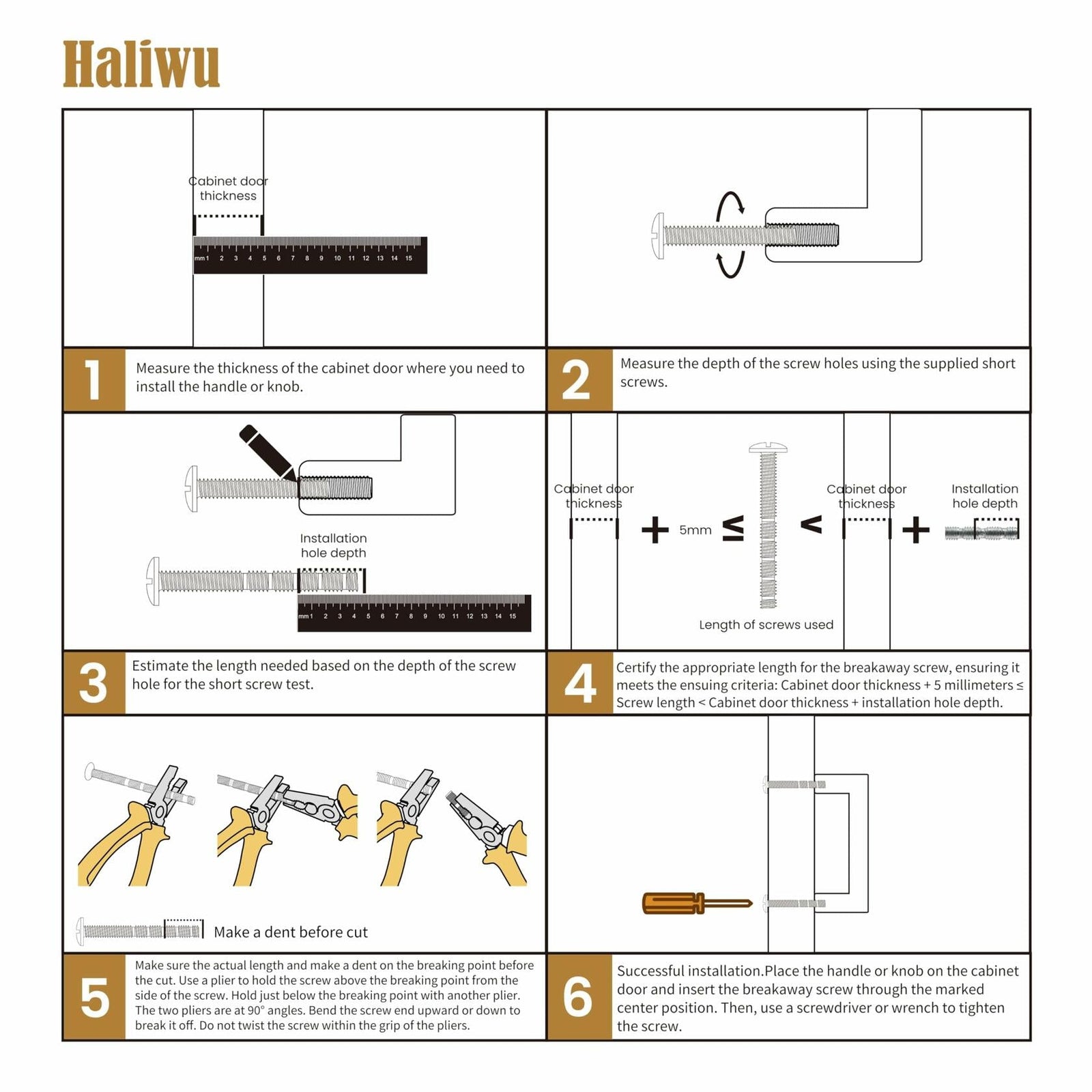 Haliwu 10 Pack Cabinet Handles 3-3/4 Inch Hole Center Champagne Bronze