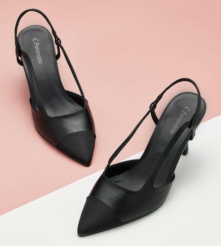 C.Paravano Women's Pointed Toe Slingback Pumps Black Size 9.5