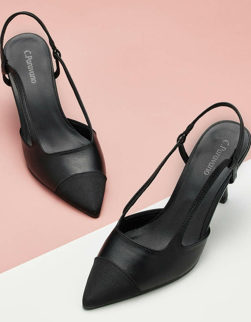 Load image into Gallery viewer, C.Paravano Women's Pointed Toe Slingback Pumps Black Size 9.5
