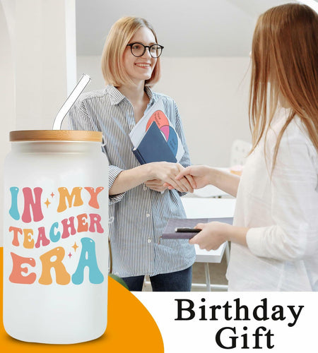 KIKUHE Teacher Gifts Glass Cup 16 Oz Clear - Teacher Appreciation Gift