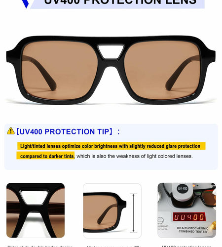 VANLINKER Retro 70s Square Aviator Sunglasses Green VL9816