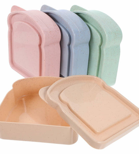 ABOOFAN 4pcs Plastic Toast Shape Sandwich Containers with Lid Food Storage