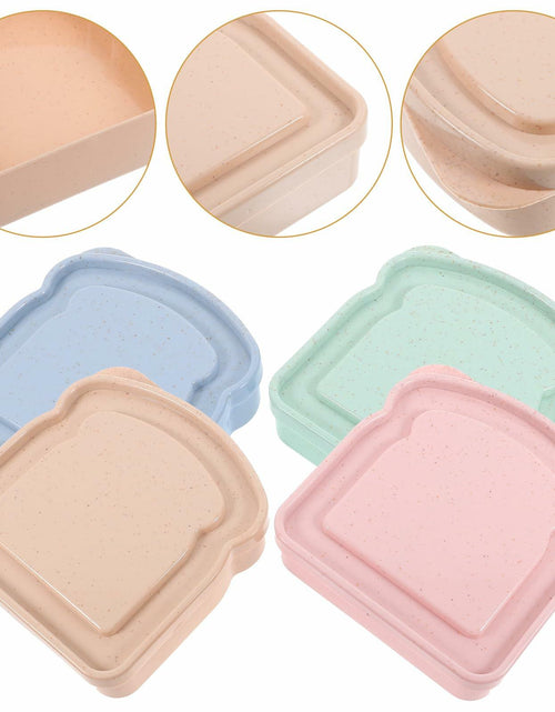 Load image into Gallery viewer, ABOOFAN 4pcs Plastic Toast Shape Sandwich Containers with Lid Food Storage
