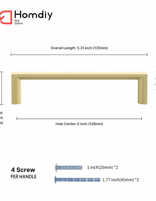 Load image into Gallery viewer, homdiy 10Pack 5in Matte Black Cabinet Handles 128mm Hole Centers
