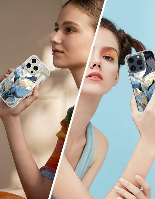 Load image into Gallery viewer, LORYVAN Magnetic Clear Case iPhone 12/12 Pro Floral Blue 6.1"
