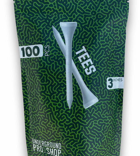 Underground Pro Shop Wood Golf Tees 3" Standard White Resealable Pack