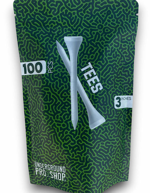 Load image into Gallery viewer, Underground Pro Shop Wood Golf Tees 3" Standard White Resealable Pack
