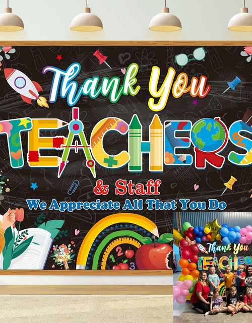 Load image into Gallery viewer, Thank You Teachers Backdrop 6x4FT Teacher Appreciation Banner Blue
