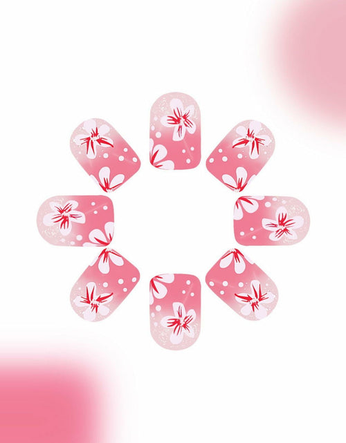 Load image into Gallery viewer, 24Pcs Pink Gradient Press On Nails Short Floral Fake Nails with Glue Women
