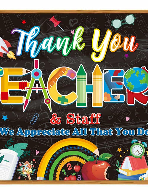 Load image into Gallery viewer, Thank You Teachers Backdrop 6x4FT Teacher Appreciation Banner Blue
