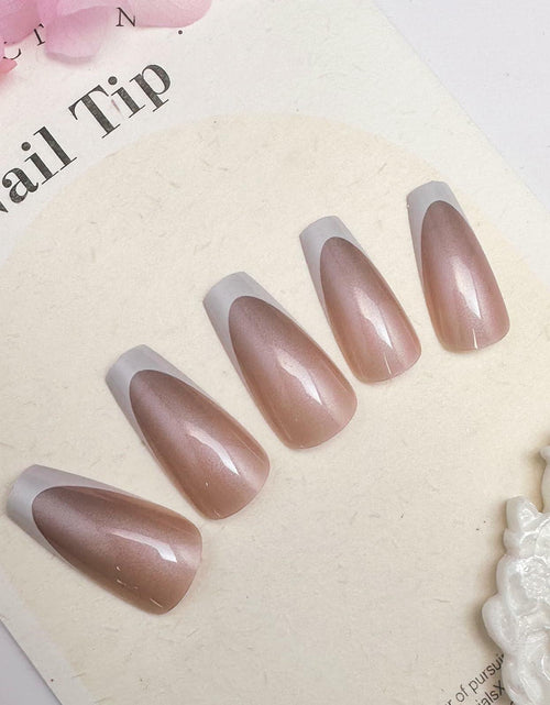 Load image into Gallery viewer, French Tip Press On Nails Short Square Pink Nude Glossy 24Pcs
