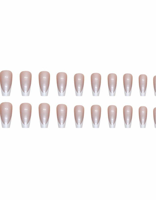 Load image into Gallery viewer, French Tip Press On Nails Short Square Pink Nude Glossy 24Pcs
