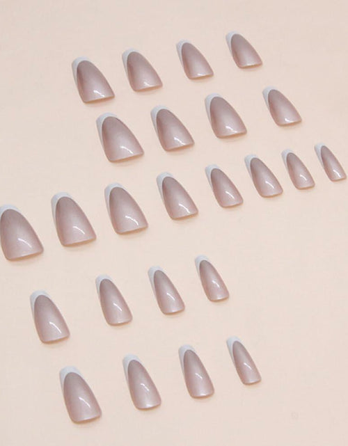 Load image into Gallery viewer, French Tip Press On Nails Short Square Pink Nude Glossy 24Pcs

