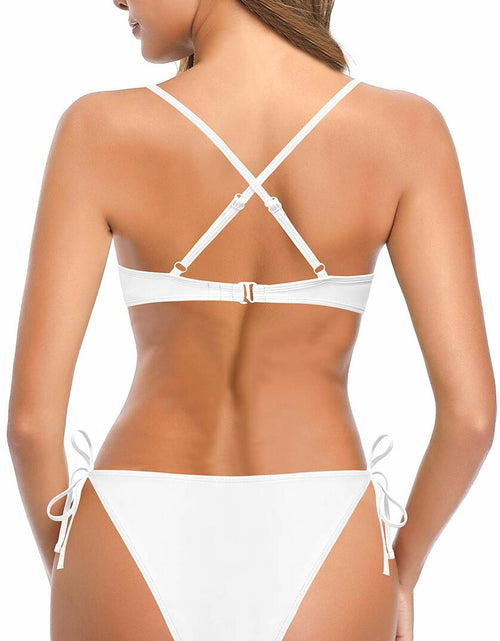 Load image into Gallery viewer, SHEKINI Women High Waist V-Wire Crossback Bikini Swimsuit Black Size L
