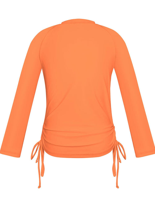Load image into Gallery viewer, SHEKINI Girl's UPF50+ Zipper Rash Guard Swimsuit Orange Size 8-10
