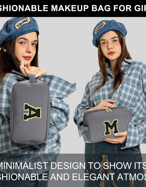 Load image into Gallery viewer, YOOLIFE Monogram Make Up Bag Birthday Gift for Women Girls Gray
