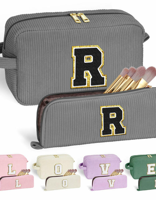 Load image into Gallery viewer, YOOLIFE Monogram Make Up Bag Birthday Gift for Women Girls Gray
