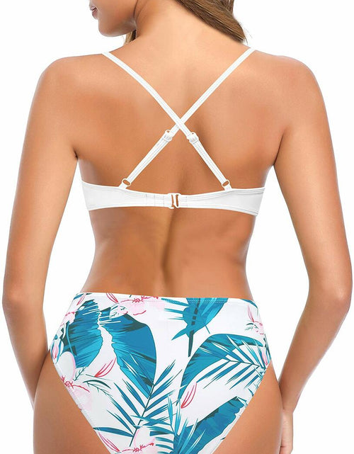 Load image into Gallery viewer, SHEKINI Women High Waist V-Wire Crossback Bikini Swimsuit Black Size L
