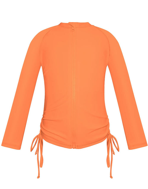 Load image into Gallery viewer, SHEKINI Girl's UPF50+ Zipper Rash Guard Swimsuit Orange Size 8-10
