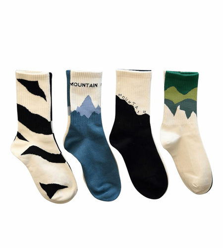SHENHE Men's 4 Pairs Patterned Graphic Crew Socks Multicolor Size 39-42