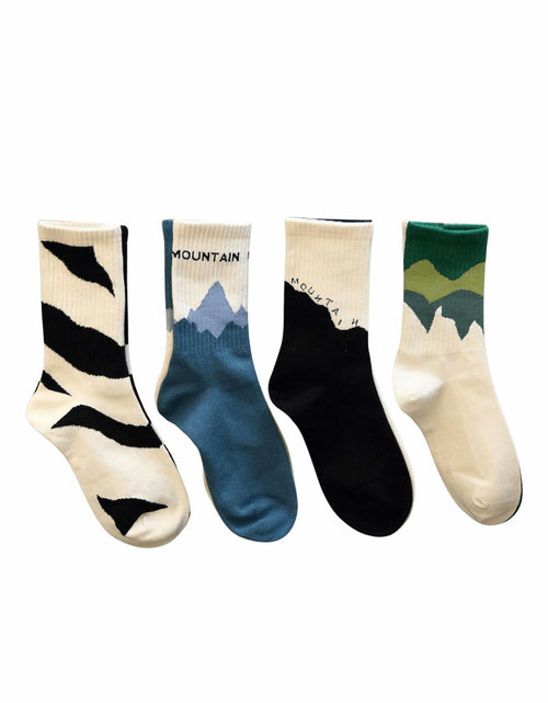 Load image into Gallery viewer, SHENHE Men's 4 Pairs Patterned Graphic Crew Socks Multicolor Size 39-42
