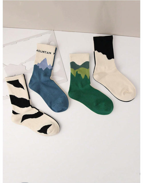 Load image into Gallery viewer, SHENHE Men's 4 Pairs Patterned Graphic Crew Socks Multicolor Size 39-42
