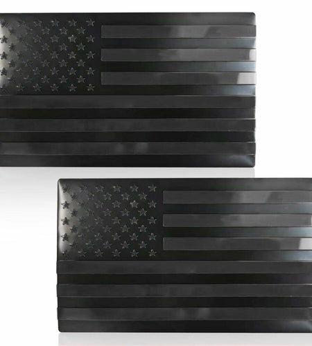 American Flag 3D Metal Car Stickers 5x3in Black Blue Emblem 2PCS