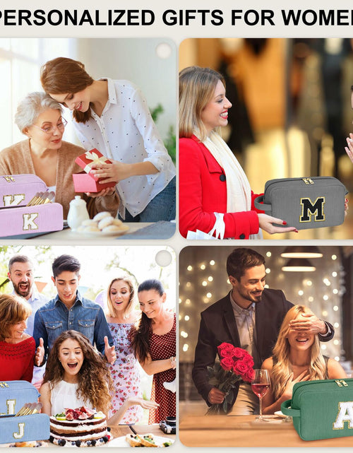Load image into Gallery viewer, YOOLIFE Monogram Make Up Bag Birthday Gift for Women Girls Gray
