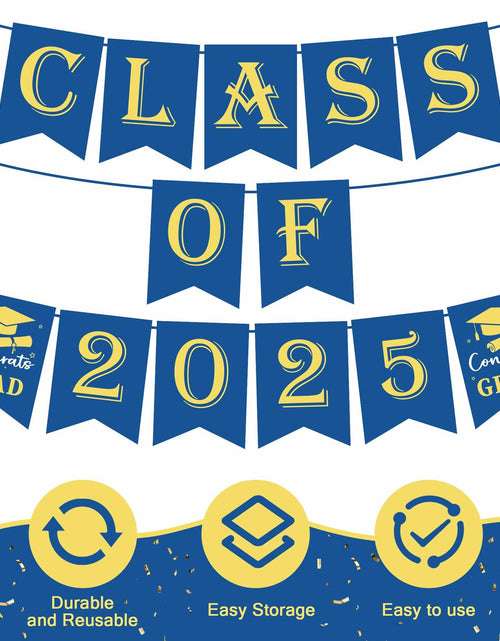 Load image into Gallery viewer, OHOME Graduation Banner 2025 Blue Congrats Grad Backdrop Party Decor

