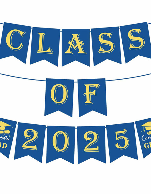 Load image into Gallery viewer, OHOME Graduation Banner 2025 Blue Congrats Grad Backdrop Party Decor
