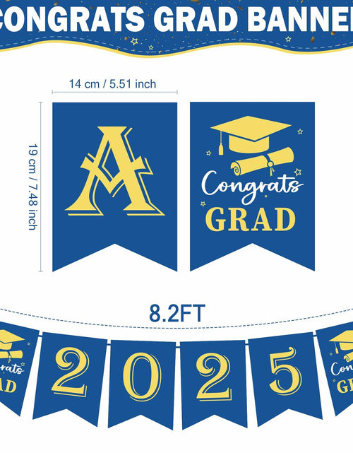 Load image into Gallery viewer, OHOME Graduation Banner 2025 Blue Congrats Grad Backdrop Party Decor
