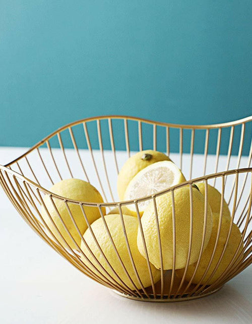 Load image into Gallery viewer, IBWell Metal Iron Wire Single Tier Dish Stand Basket Holder Gold
