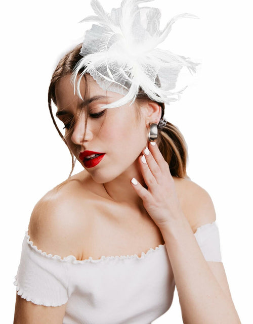Load image into Gallery viewer, Kidukso Derby Hat Vintage Fascinator Headband Clip White
