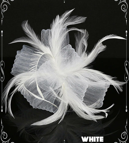 Kidukso Derby Hat Vintage Fascinator Headband Clip White