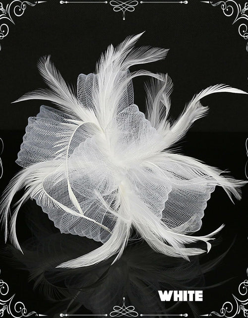 Load image into Gallery viewer, Kidukso Derby Hat Vintage Fascinator Headband Clip White
