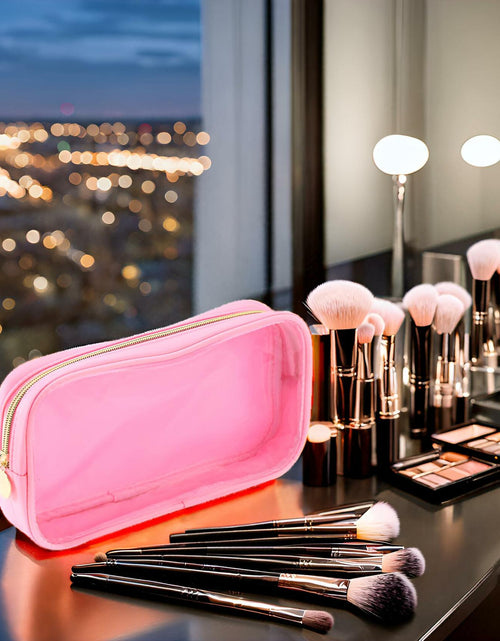 Load image into Gallery viewer, Nogsew Clear Waterproof Travel Makeup Bag Small Pink Zipper Organizer
