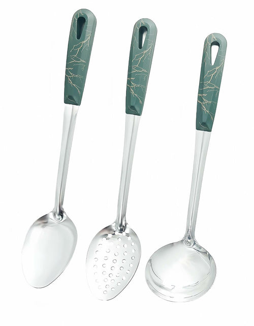 Load image into Gallery viewer, XIAOXGMALL Stainless Steel 3 Pc Serving Spoon Set White Slotted Ladle
