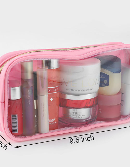 Load image into Gallery viewer, Nogsew Clear Waterproof Travel Makeup Bag Small Pink Zipper Organizer
