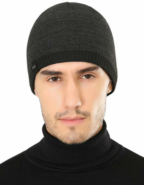 Load image into Gallery viewer, Winter Beanie Skull Cap Warm Knit Lined Outdoor Hat 4-Black&amp;Grey - M Size
