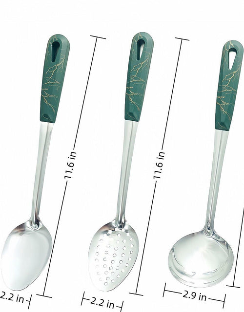 Load image into Gallery viewer, XIAOXGMALL Stainless Steel 3 Pc Serving Spoon Set White Slotted Ladle
