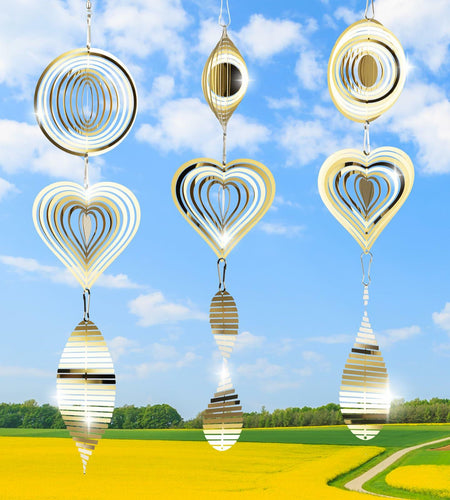 3D Metal Bird Scare Discs Set Double-Sided Reflectors Outdoor Garden Decor