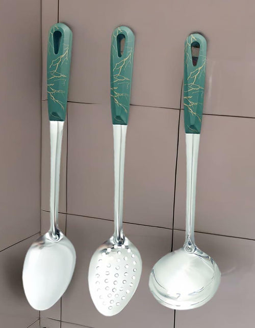 Load image into Gallery viewer, XIAOXGMALL Stainless Steel 3 Pc Serving Spoon Set White Slotted Ladle
