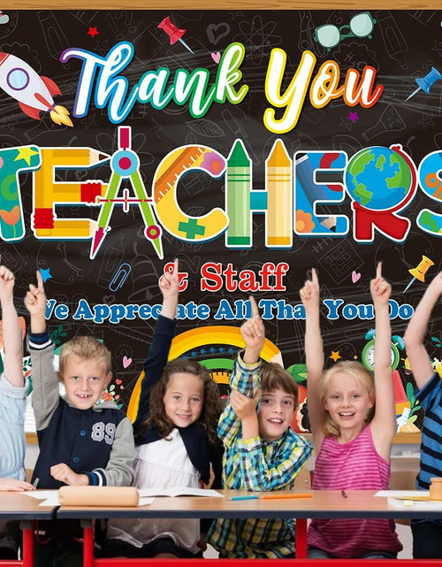 Load image into Gallery viewer, Thank You Teachers Backdrop 6x4FT Teacher Appreciation Banner Blue
