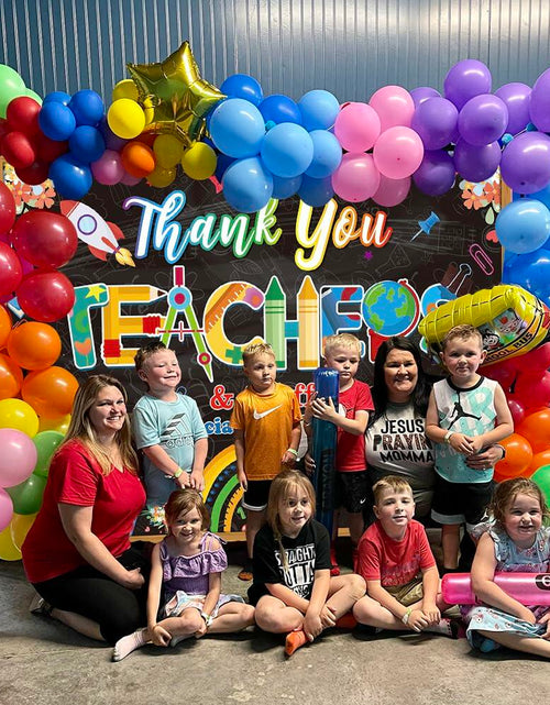 Load image into Gallery viewer, Thank You Teachers Backdrop 6x4FT Teacher Appreciation Banner Blue
