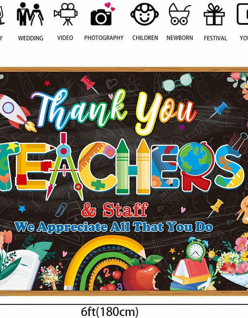 Load image into Gallery viewer, Thank You Teachers Backdrop 6x4FT Teacher Appreciation Banner Blue
